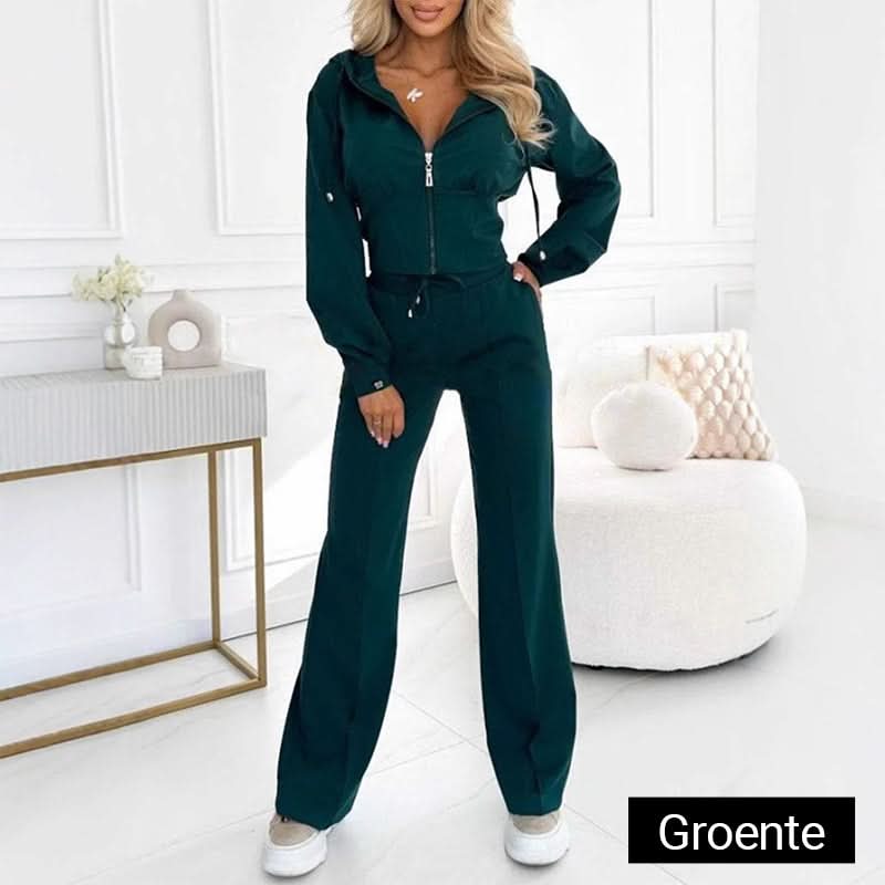 ✨Dame Full Zip-Up Hoodie 2-delt treningsdraktsett-8