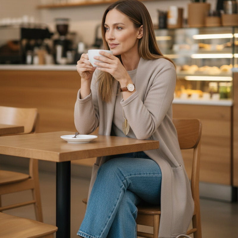 ⏳Tidsbegrenset spesialtilbud⏰Elegant 3-delt sett med lang cardigan, topp og bukse💞-3