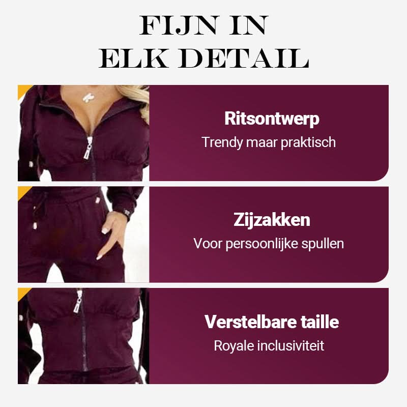 ✨Dame Full Zip-Up Hoodie 2-delt treningsdraktsett-4