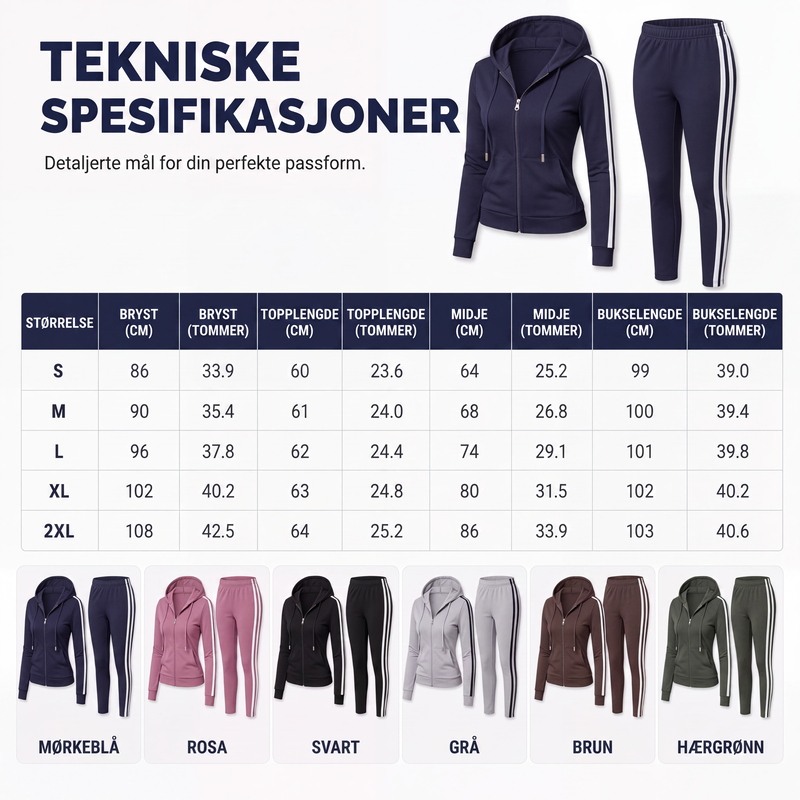 Dame stripet sett med glidelåsgenser og bukser-7