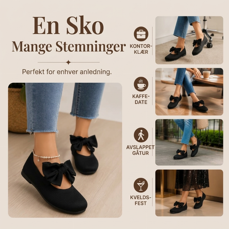 Knit-flate sko med firkantet tå og sløyfe for kvinner-4