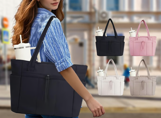 💕🎁ワンダリングネイチャー パフートートバッグ（カップホルダー・ノートPC収納・キャリーケース用スリーブ付き） 旅行・仕事・看護師・女性向け