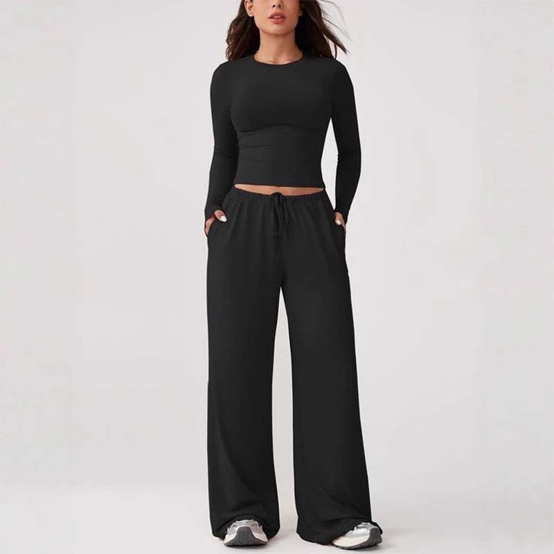 📢📢 49% rabatt🔥 | Chique crop top og vide bukser med snøring for kvinner-1