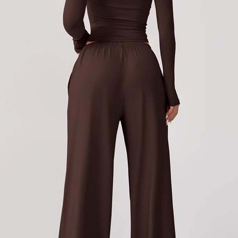 📢📢 49% rabatt🔥 | Chique crop top og vide bukser med snøring for kvinner-5