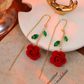 🌹✨ Red Rose Crystal Stud Earrings – Lightweight and Adjustable – Pay on Delivery ✅