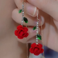 🌹✨ Red Rose Crystal Stud Earrings – Lightweight and Adjustable – Pay on Delivery ✅