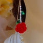 🌹✨ Red Rose Crystal Stud Earrings – Lightweight and Adjustable – Pay on Delivery ✅
