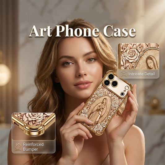 📱✨ Θήκη τηλεφώνου Gold Art – Τρισδιάστατη ανάγλυφη διακόσμηση με λουλούδια, ανθεκτική στους κραδασμούς – Πληρωμή με αντικαταβολή 🌿✅
