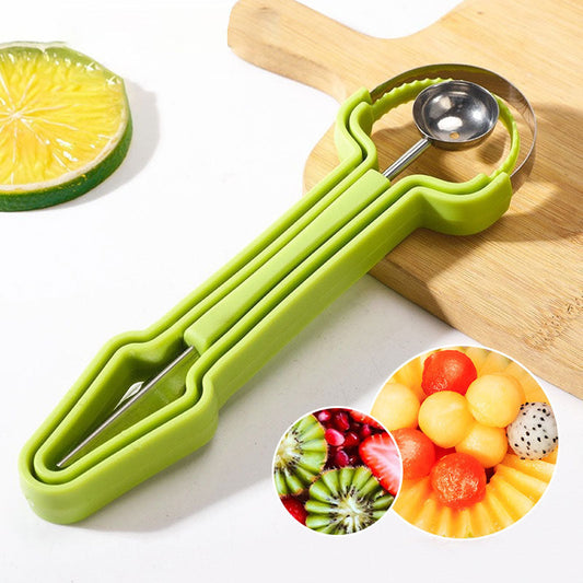 🍉🔪 Komplet 3-v-1 lopatic za sadje iz nerjavečega jekla | Zajemajte, rezajte in izrezujte jedro – plačilo ob dostavi ✨✅
