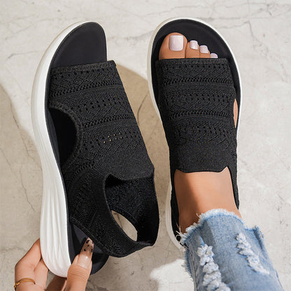 👡🌬️ Women's Breathable Knit Platform Sandals – Lightweight Heel – Pay on Delivery ✨✅