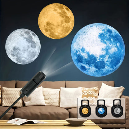 🌌🌙 USB нощна лампа с проектор Galaxy Moon – въртящо се звездно небе, успокояваща атмосфера за сън – плащане при доставка ✨✅