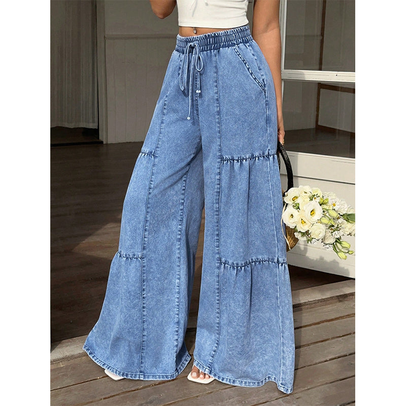 👖 Dame høy midje vid ben jeans