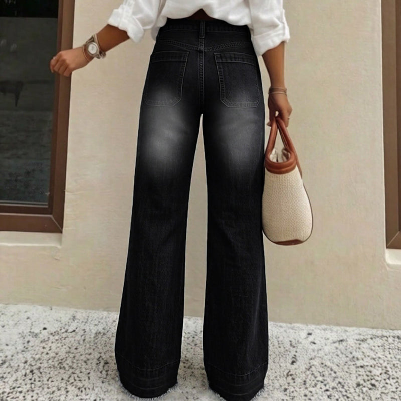 👖 50 % RABATT I BEGRENSET TID! ✨ Stretch-jeans for damer med rette ben – høy midje, vasket finish, myk stretch 🌿-2