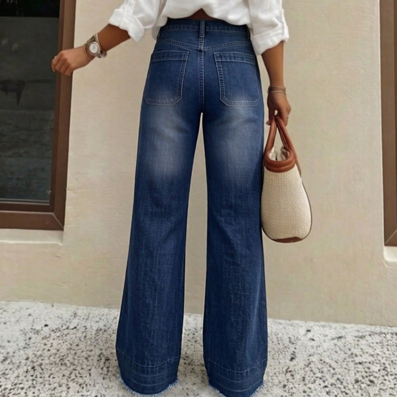 👖 50 % RABATT I BEGRENSET TID! ✨ Stretch-jeans for damer med rette ben – høy midje, vasket finish, myk stretch 🌿-5