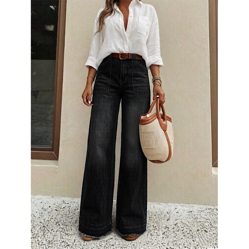 👖 50 % RABATT I BEGRENSET TID! ✨ Stretch-jeans for damer med rette ben – høy midje, vasket finish, myk stretch 🌿-10
