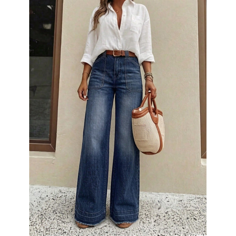 👖 50 % RABATT I BEGRENSET TID! ✨ Stretch-jeans for damer med rette ben – høy midje, vasket finish, myk stretch 🌿-11