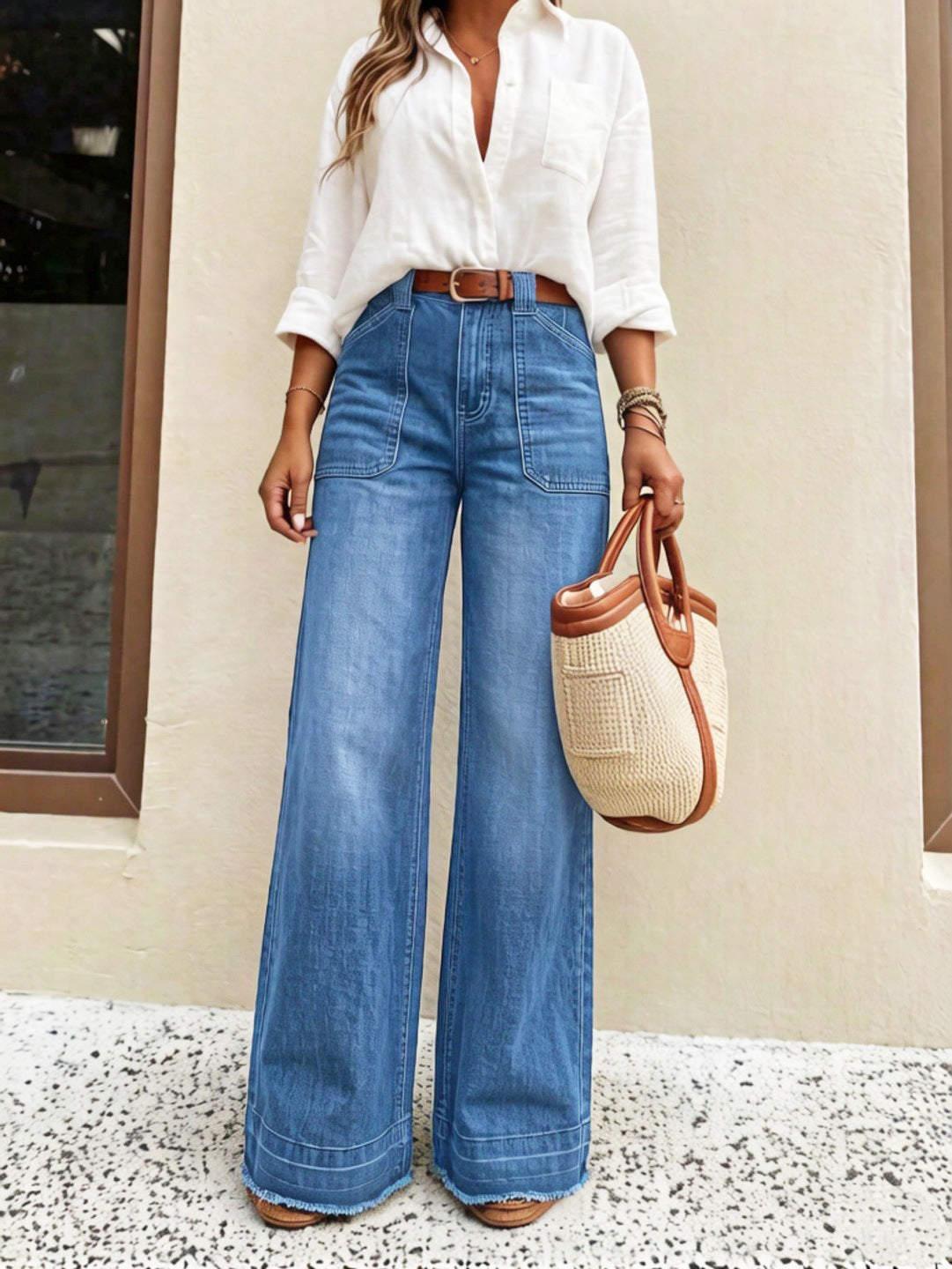👖 50 % RABATT I BEGRENSET TID! ✨ Stretch-jeans for damer med rette ben – høy midje, vasket finish, myk stretch 🌿-12