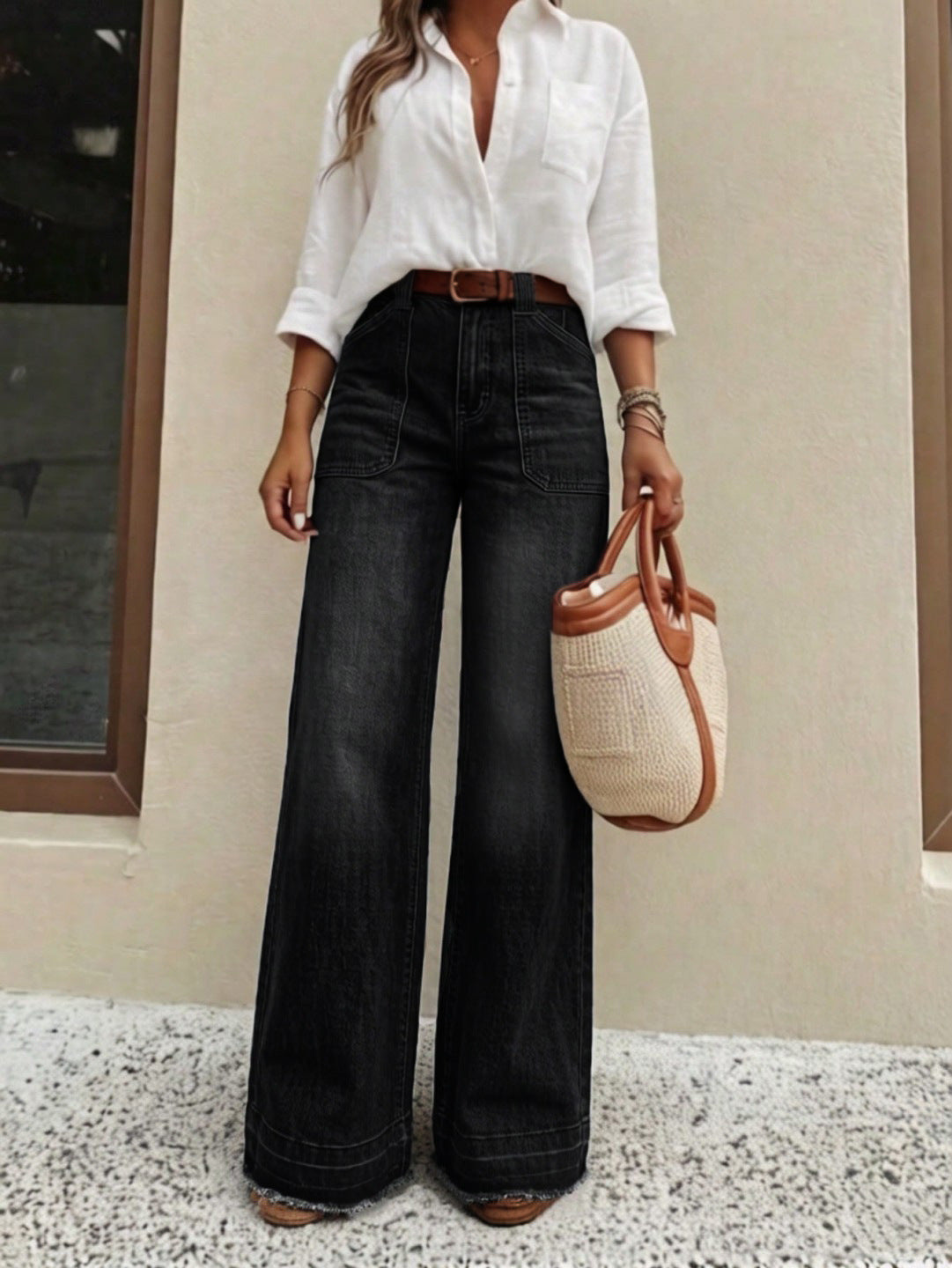 👖 50 % RABATT I BEGRENSET TID! ✨ Stretch-jeans for damer med rette ben – høy midje, vasket finish, myk stretch 🌿-14