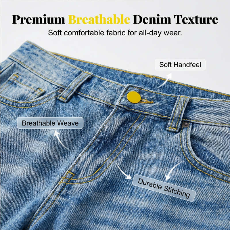 👖✨ Jeans för damer med avslappnad passform och raka ben – stretchjeans med hög midja för bekvämlighet i vardagen-2