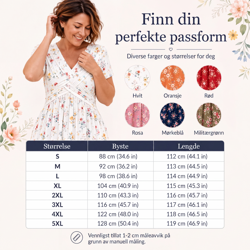 👗 Damekjole med V-utringning, blomstermønster og vridd midje-2
