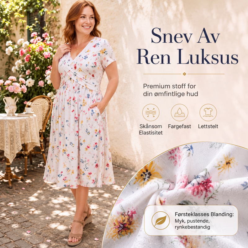 👗 Damekjole med V-utringning, blomstermønster og vridd midje-4