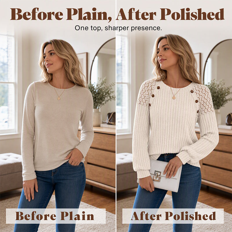 Langermet, ribbestrikket fritidstrøye for kvinner-5