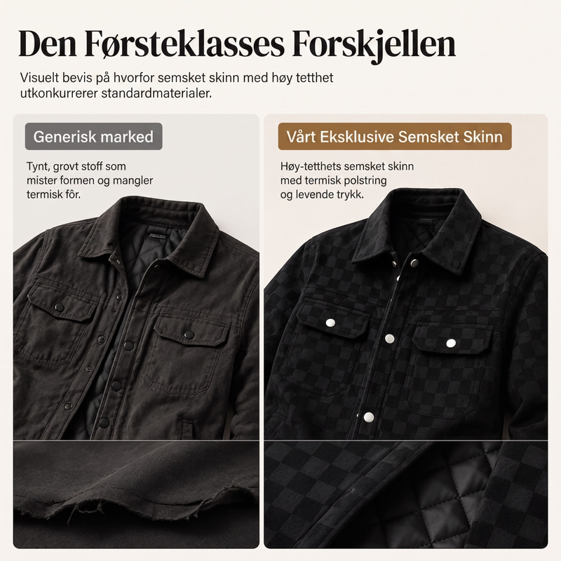 Jakke i semsket skinn for menn med rutemønster-4