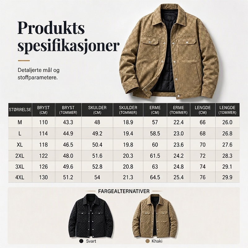 Jakke i semsket skinn for menn med rutemønster-8