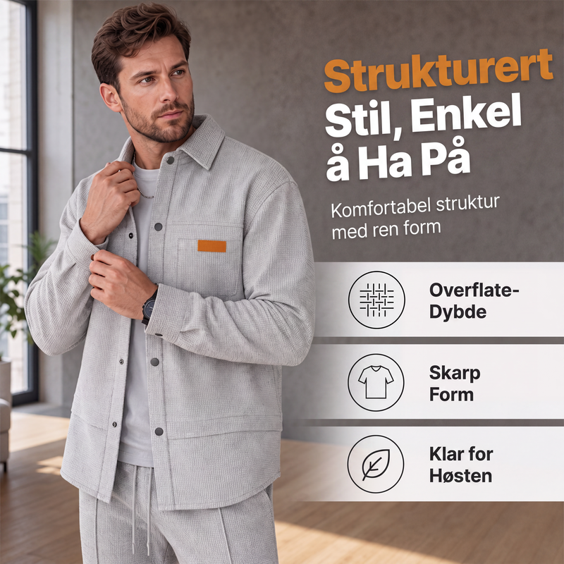 Todelt fritidssett for menn med vaffelstrikk: jakke og bukser-1