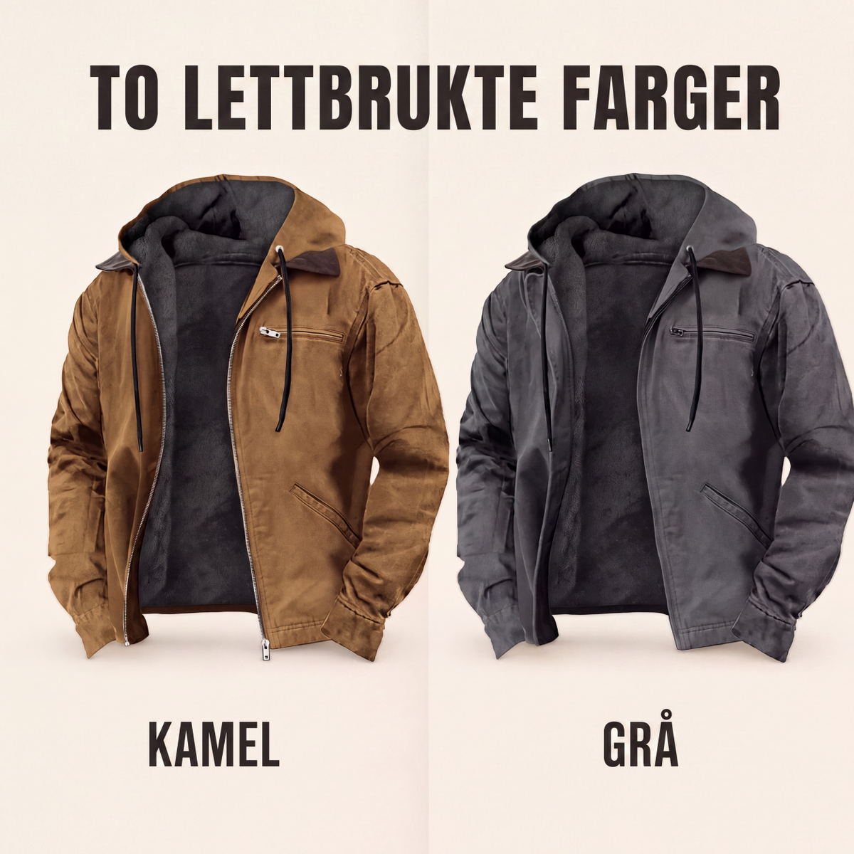 Arbeidsjakke med hette og plysjfôr for menn-7