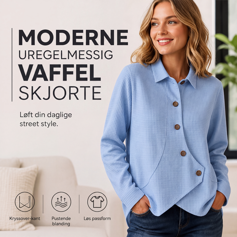 Strikket topp for kvinner med ujevn kant og knapper-1