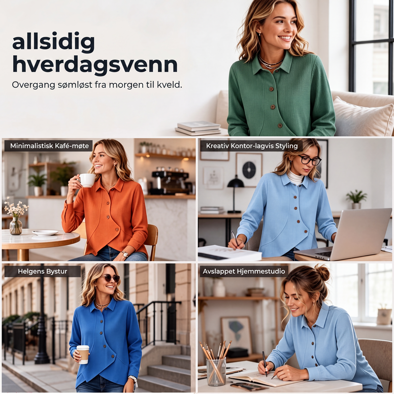 Strikket topp for kvinner med ujevn kant og knapper-6