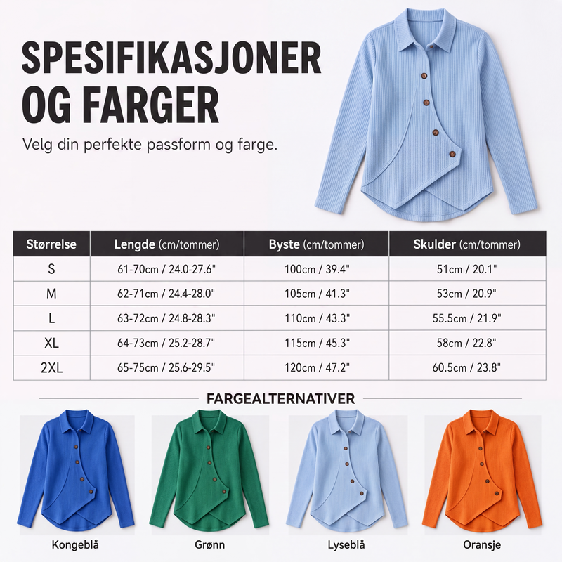 Strikket topp for kvinner med ujevn kant og knapper-7