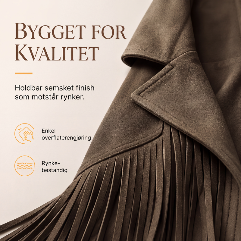 Dame uformell jakke med lange ermer og frynser-5