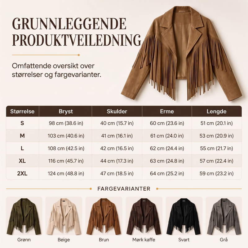 Dame uformell jakke med lange ermer og frynser-7