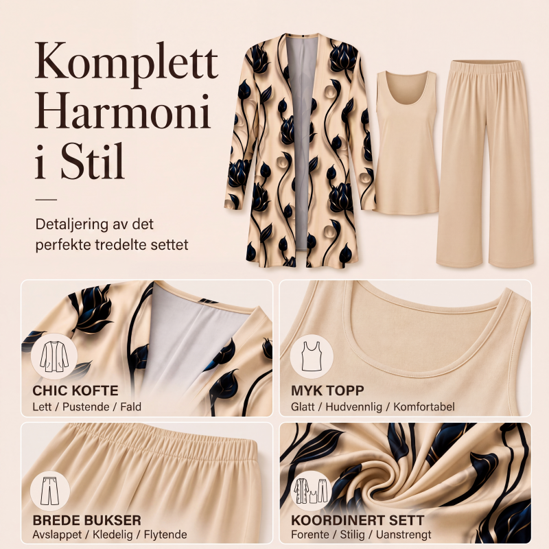 Elegant trykt 3-delt sett for kvinner-1