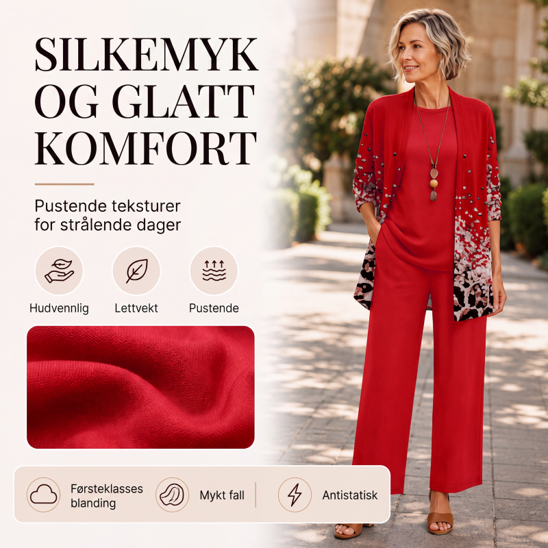 Elegant trykt 3-delt sett for kvinner-4