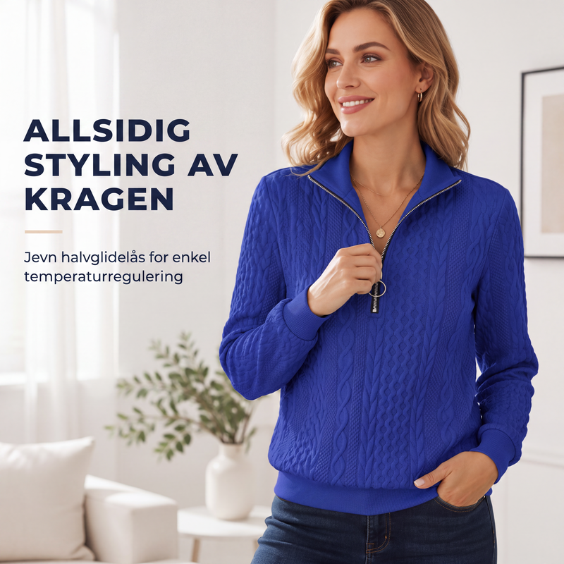 Damegenser med halvt glidelås og kabelstrikk-3