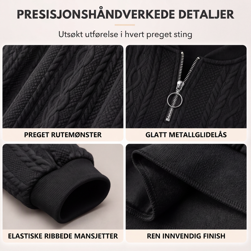 Damegenser med halvt glidelås og kabelstrikk-5