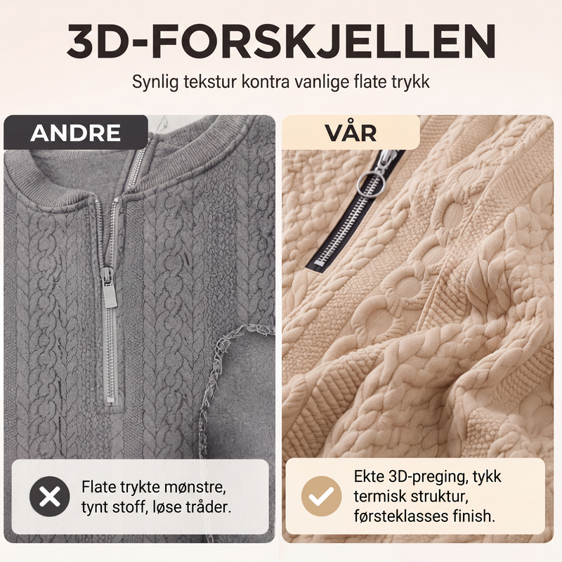 Damegenser med halvt glidelås og kabelstrikk-4