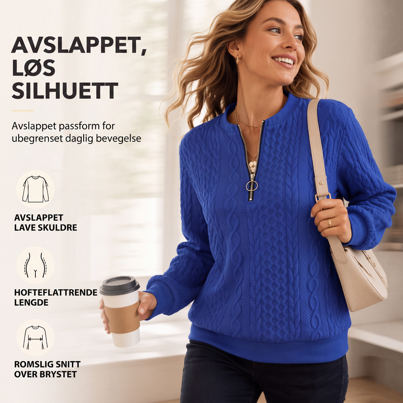 Damegenser med halvt glidelås og kabelstrikk-6