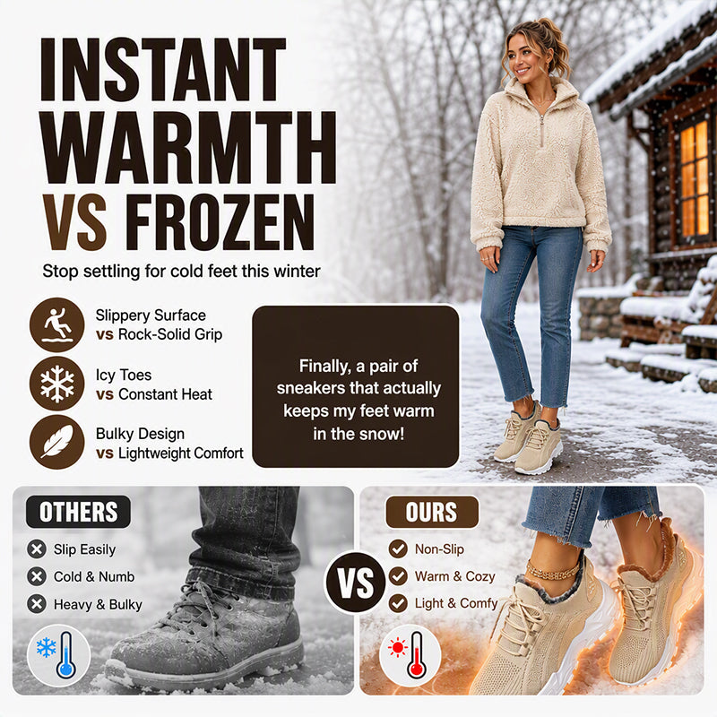 Dame Varme Vinter Strikkede Sneakers-2