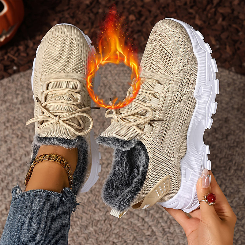 Dame Varme Vinter Strikkede Sneakers-12