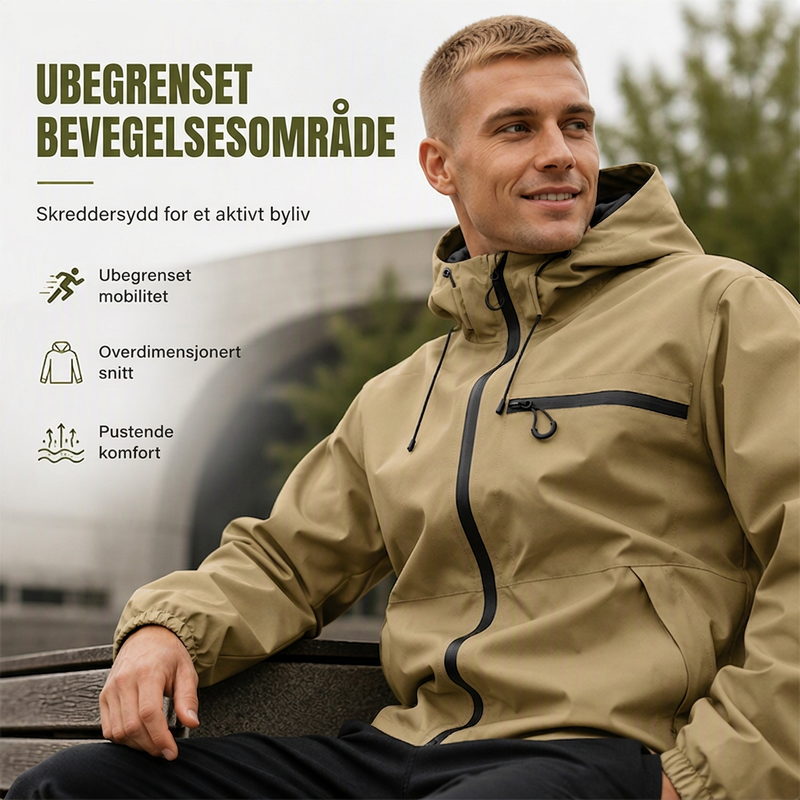 Vanntett herrejakke med hette og oversized passform-1