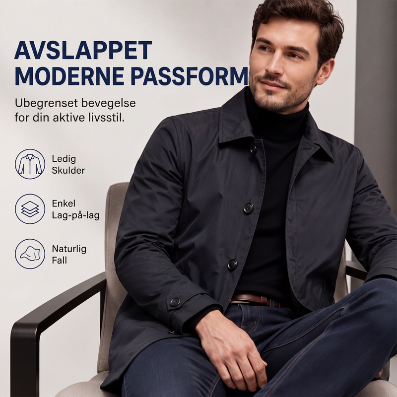 Vanntett trenchcoat i middels lengde for menn-1