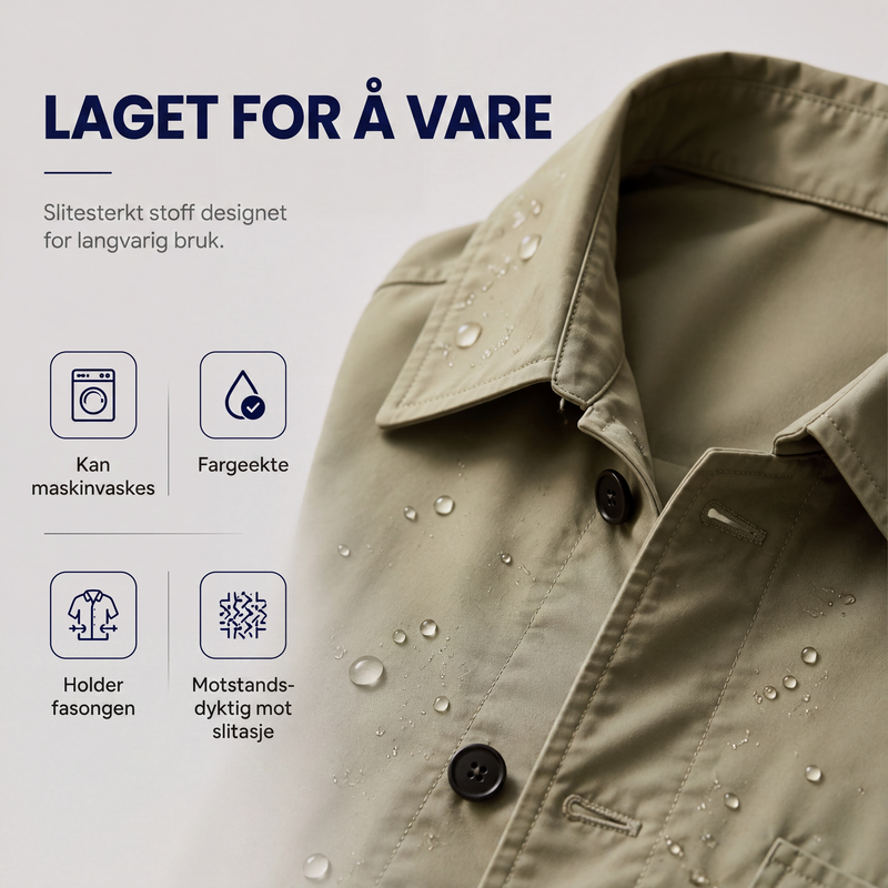 Vanntett trenchcoat i middels lengde for menn-2