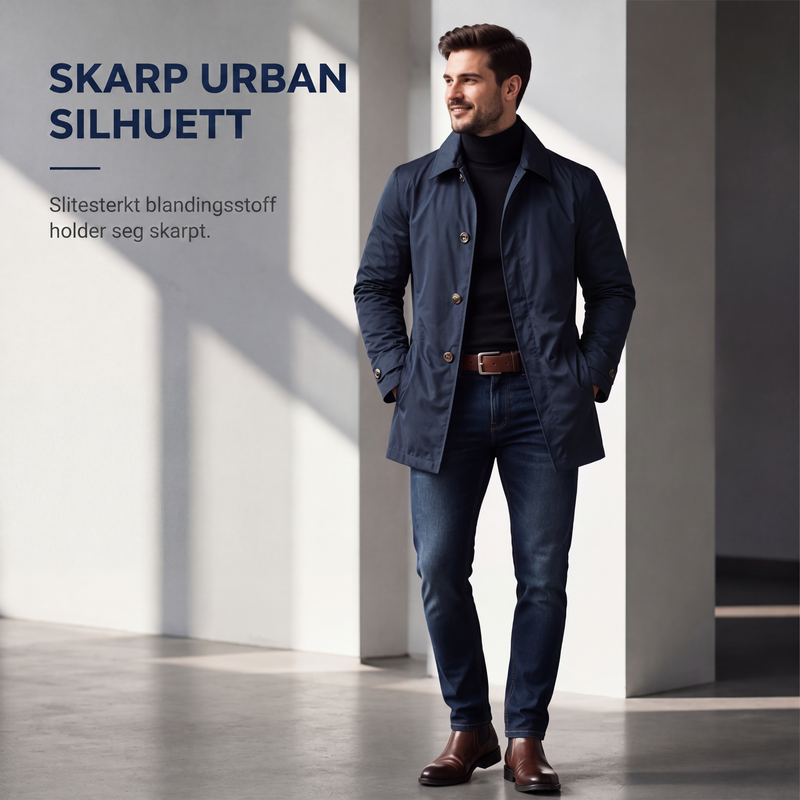 Vanntett trenchcoat i middels lengde for menn-4