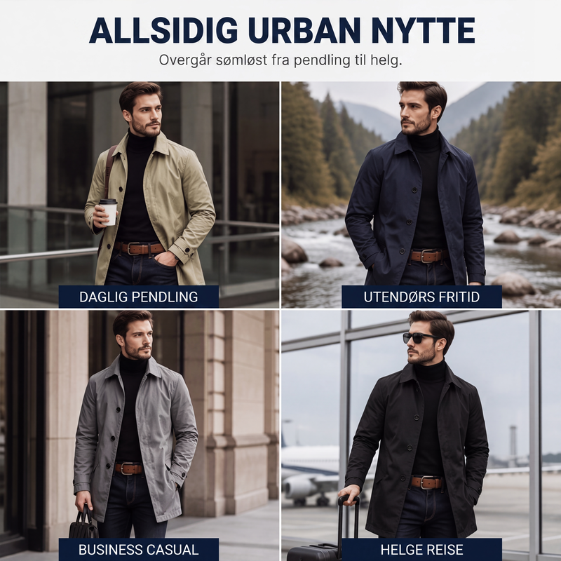 Vanntett trenchcoat i middels lengde for menn-5