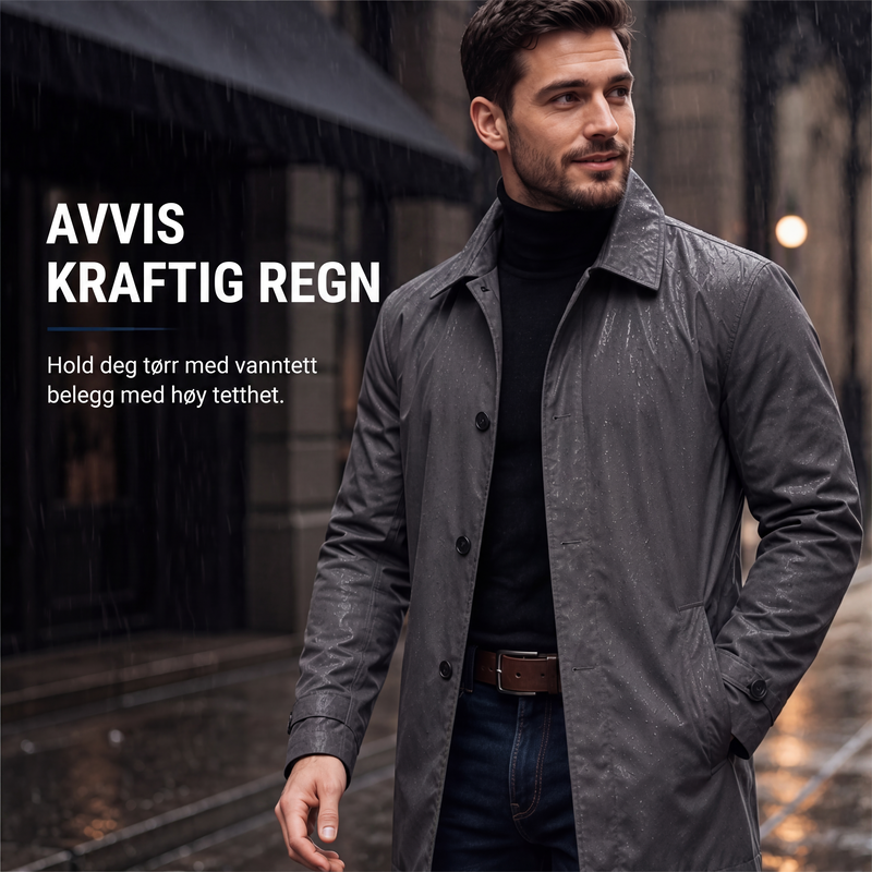 Vanntett trenchcoat i middels lengde for menn-6
