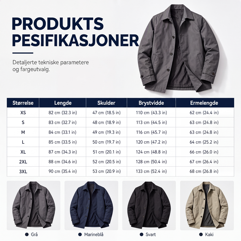 Vanntett trenchcoat i middels lengde for menn-7